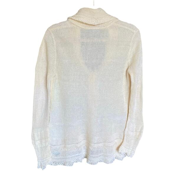 Lauren Ralph Lauren 100% Linen Cream Knit Cardigan Sweater Large coastal grandma - Picture 3 of 8